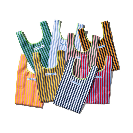 School Tie Fabric Small Bag Navy Blue x Orange