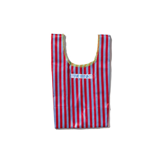 School Tie Fabric Small Bag Red x Light Blue