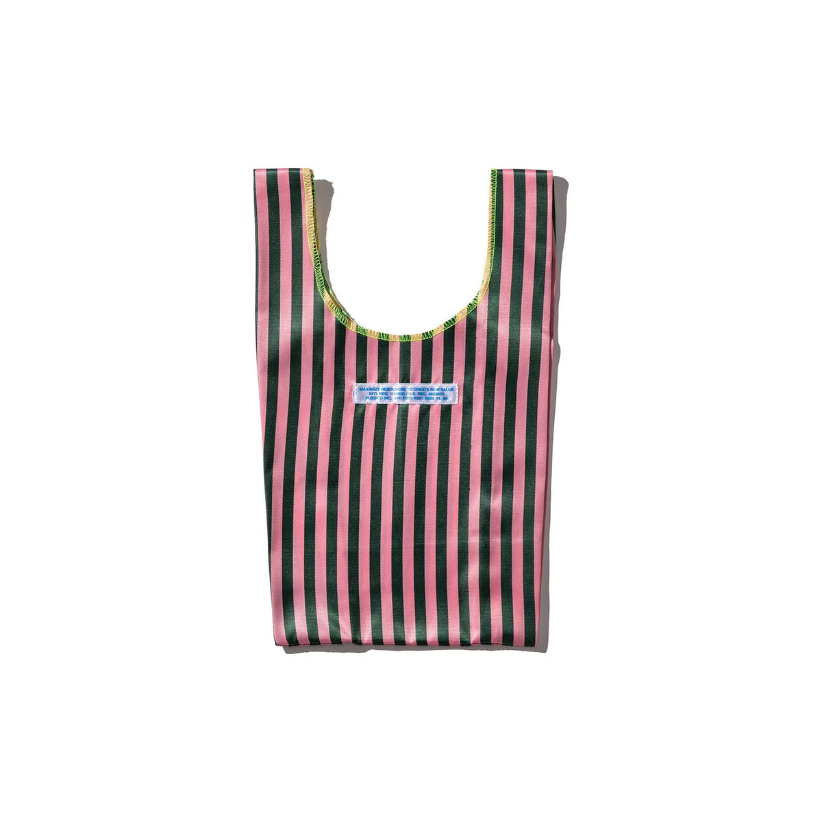 School Tie Fabric Small Bag Dark Green x Pink