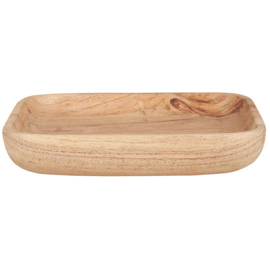 Vierkante houten bordjes gemaakt van acacia hout, verkrijgbaar in een klein en iets wat groter formaat.