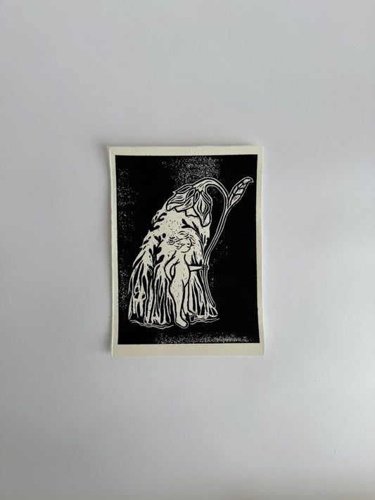 Linodruk "Bloemenmeisje"
