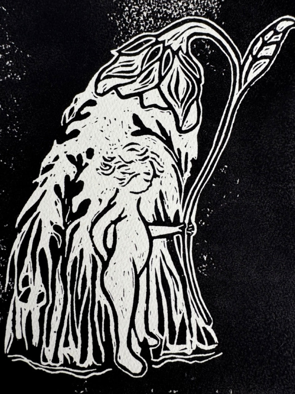 Linodruk "Bloemenmeisje"