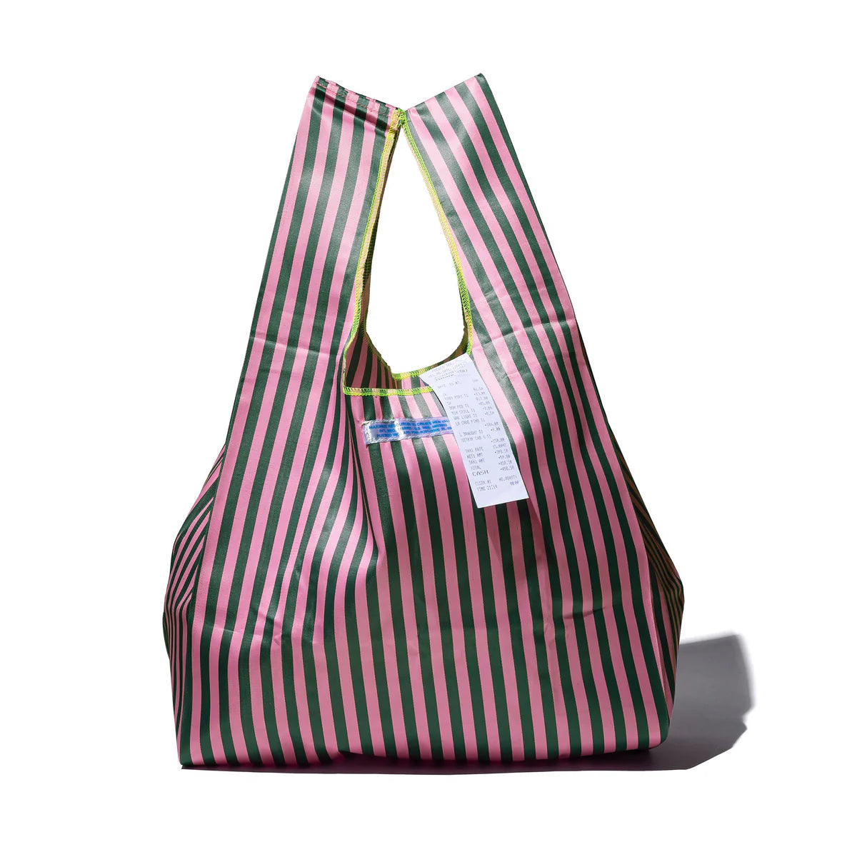 School Tie Fabric Bag Dark Green x Pink