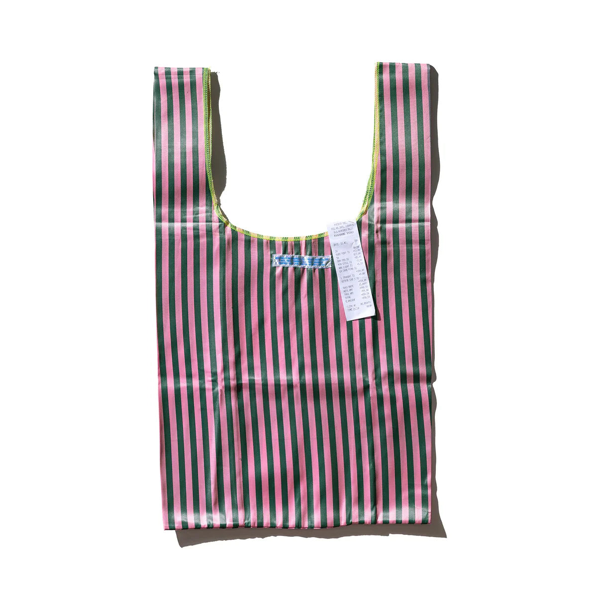 School Tie Fabric Bag Dark Green x Pink