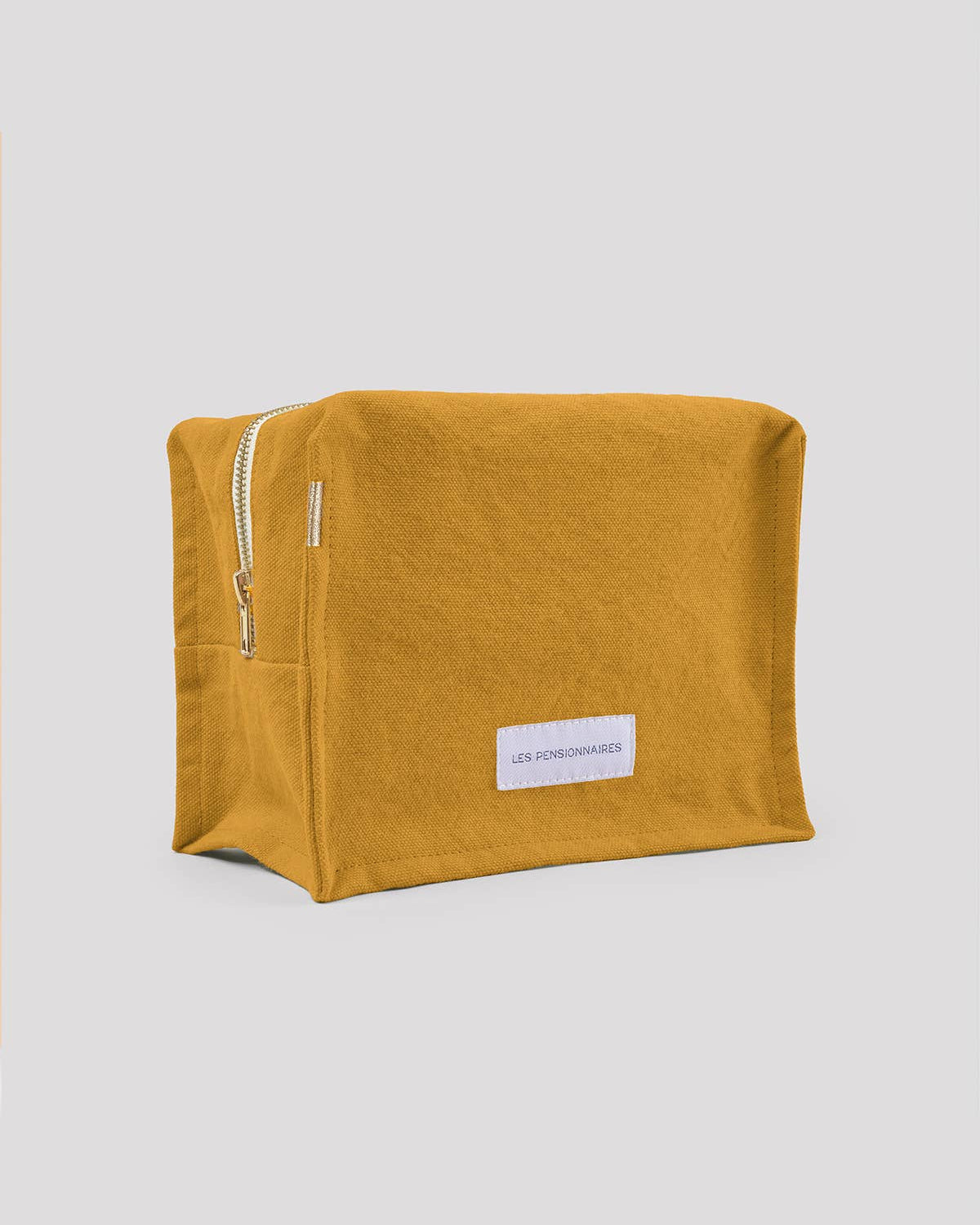 Toilettas Cube van biologisch katoenen canvas Saffraangeel